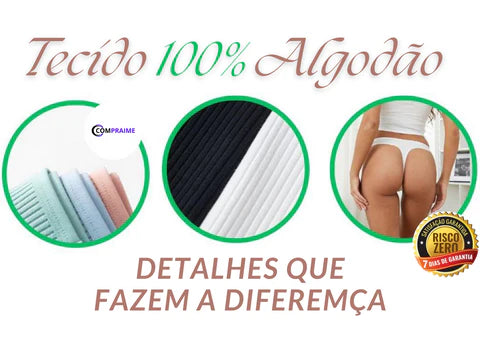 Compre 5 Leve 10 Calcinhas Fio Dental em Algodão - Frete Grátis.