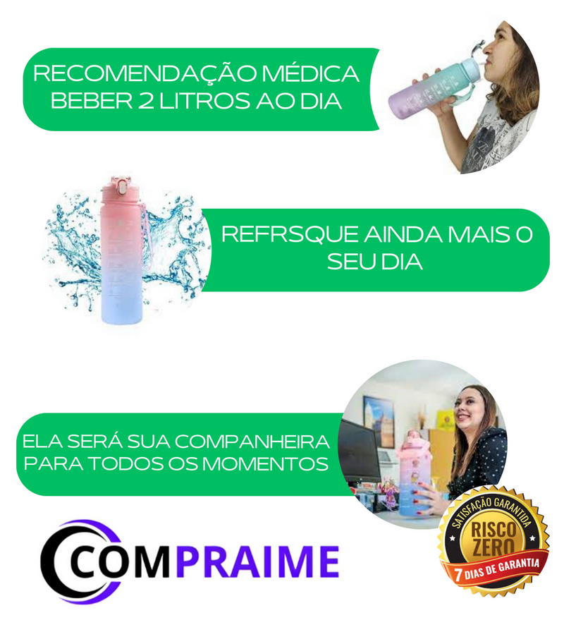 Kit 3 Garrafas Motivacionais (1-2L)+(1-900-ML)+(1-300-ML)+FRETE GRÁTIS