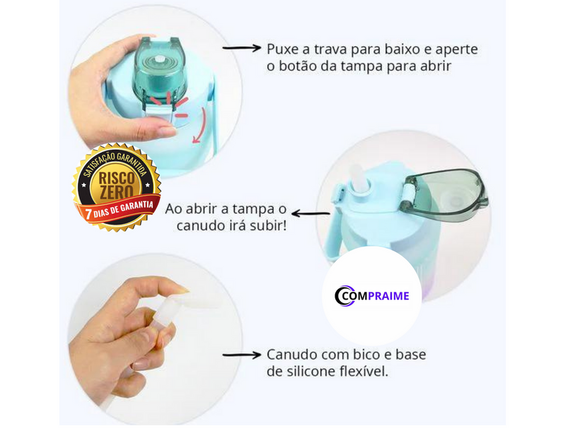 Kit 3 Garrafas Motivacionais (1-2L)+(1-900-ML)+(1-300-ML)+FRETE GRÁTIS