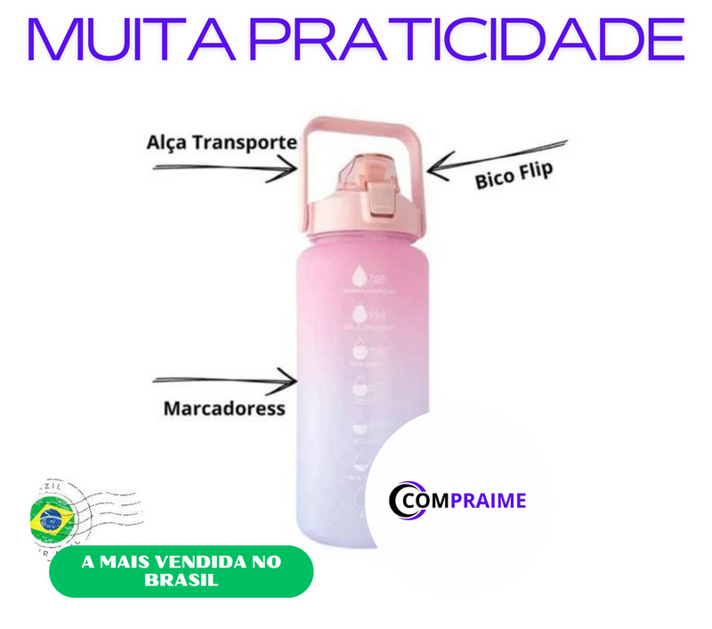 Kit 3 Garrafas Motivacionais (1-2L)+(1-900-ML)+(1-300-ML)+FRETE GRÁTIS